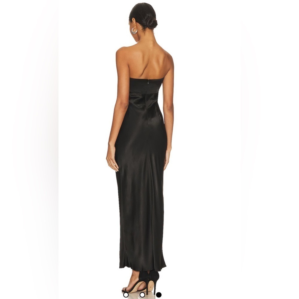 Shona Joy Dress Size AU 6 US 2 Camille Black Cut Out Midi Dress Satin Cocktail - Picture 3 of 10